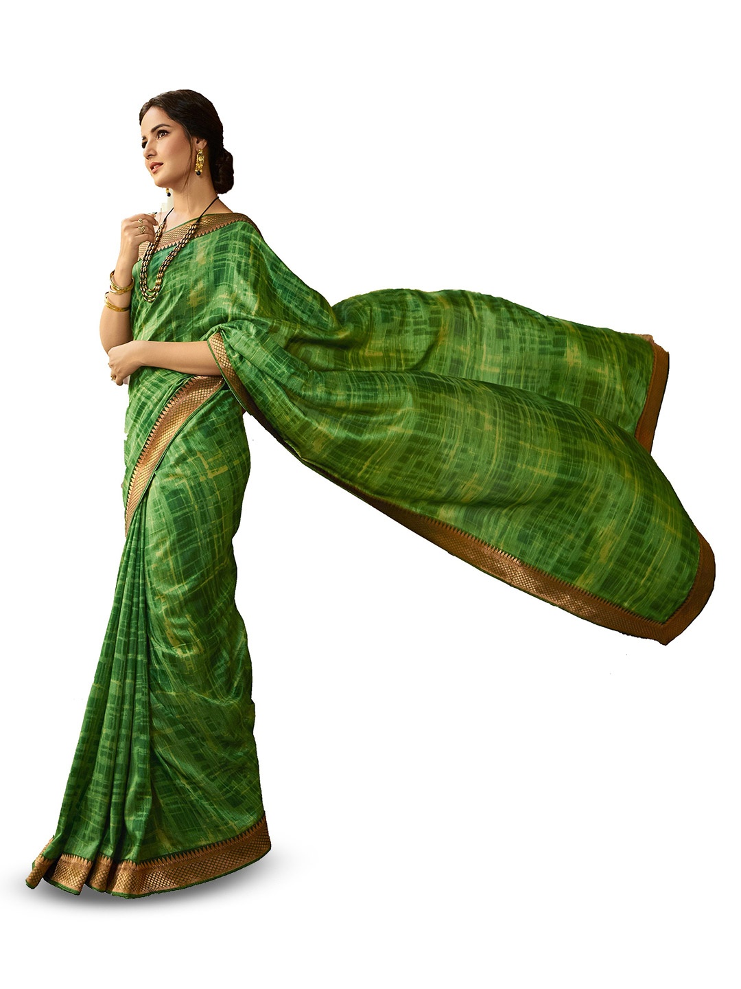 

ROOP SUNDARI SAREES Zari Pure Silk Celebrity Saree, Green