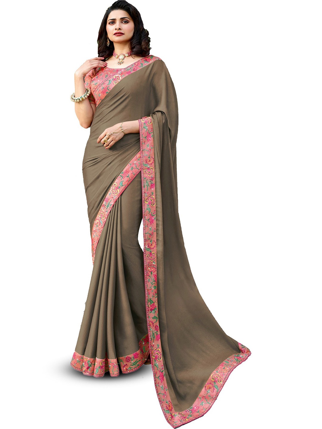 

ROOP SUNDARI SAREES Printed Pure Silk Saree, Grey
