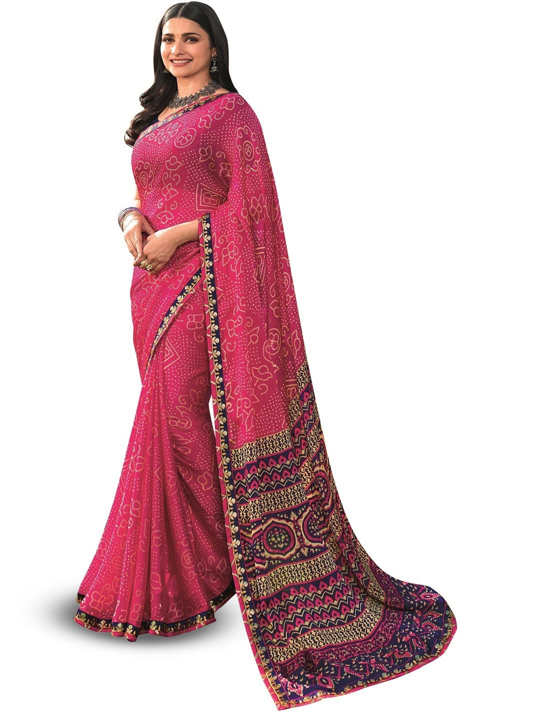 

ROOP SUNDARI SAREES Floral Embroidered Pure Silk Saree, Pink
