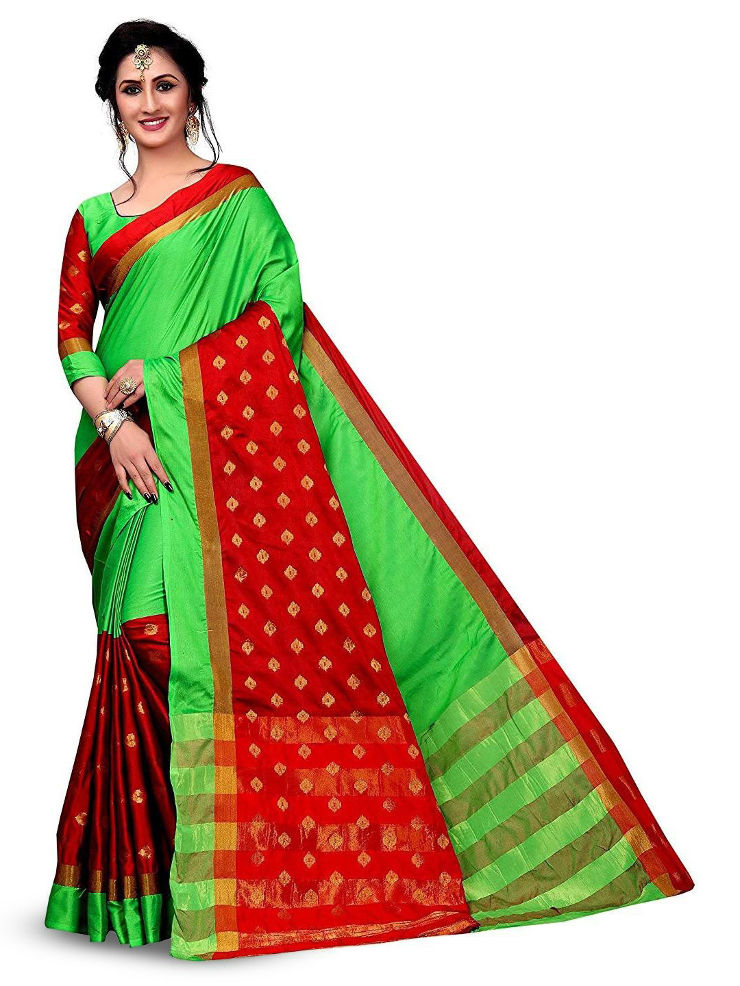 

ROOP SUNDARI SAREES Floral Pure Silk Saree, Green
