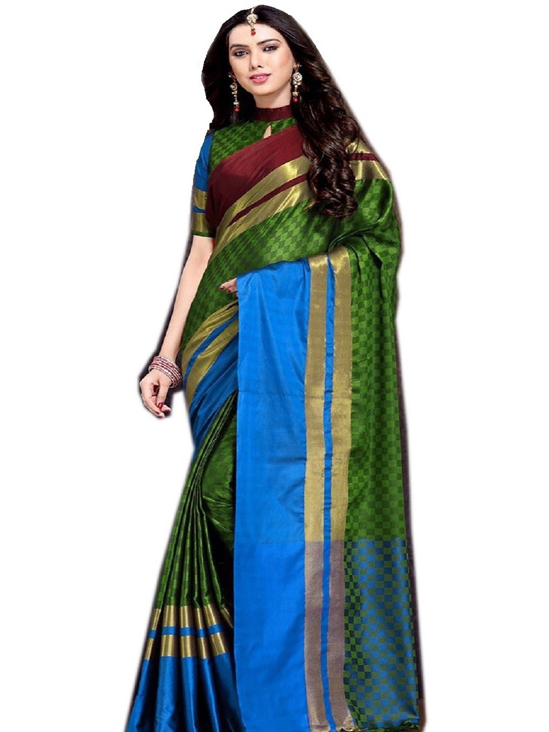 

ROOP SUNDARI SAREES Zari Pure Silk Saree, Green