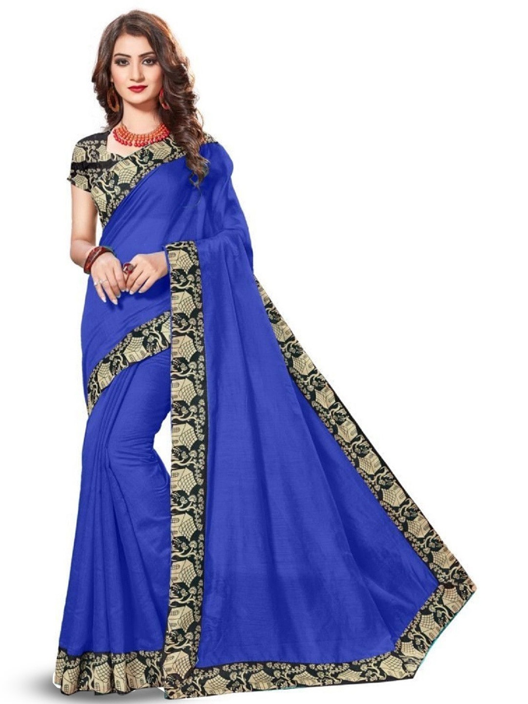 

ROOP SUNDARI SAREES Floral Print Saree, Blue