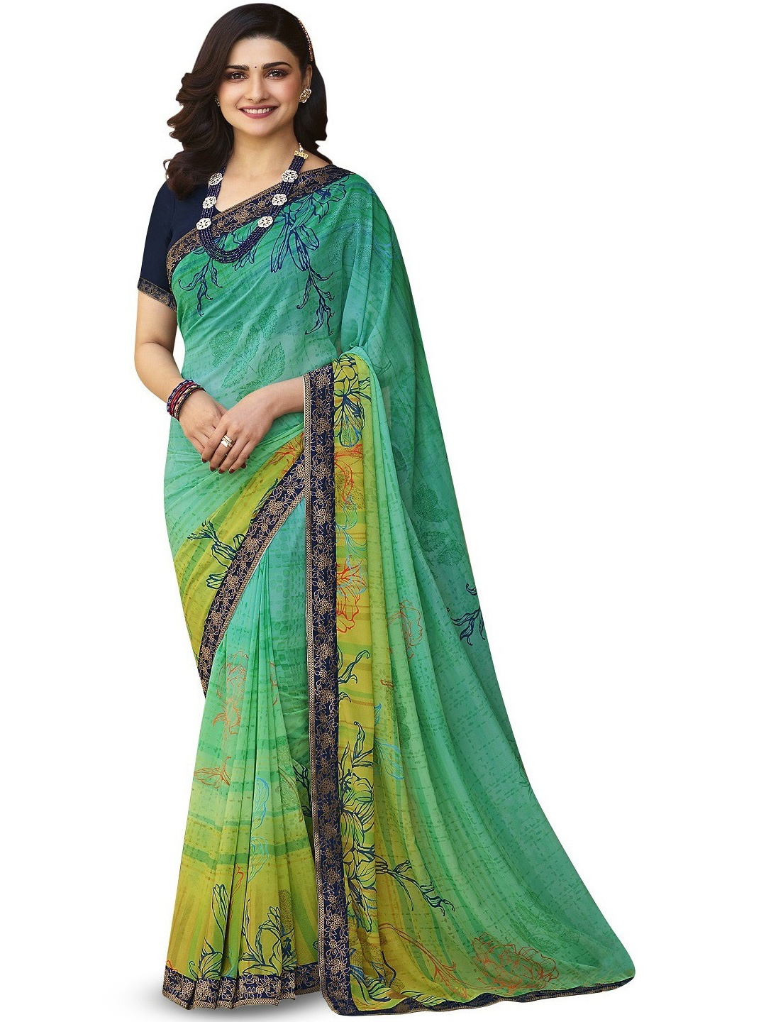 

ROOP SUNDARI SAREES Floral Printed Saree, Green