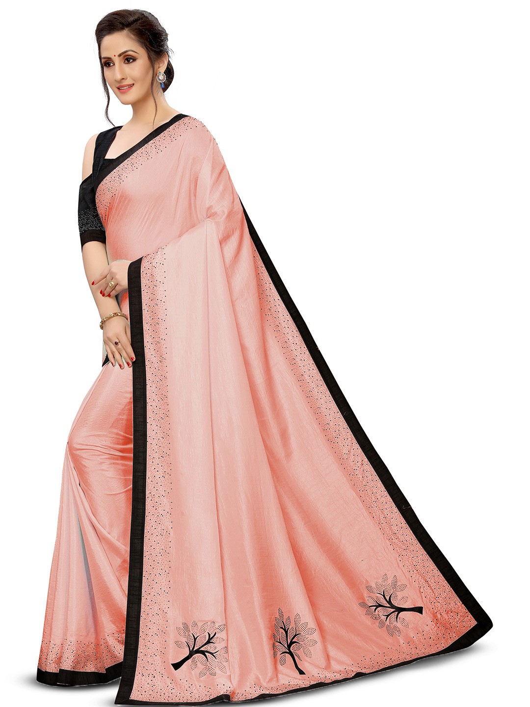 

ROOP SUNDARI SAREES Beads and Stones Pure Silk Saree, Orange