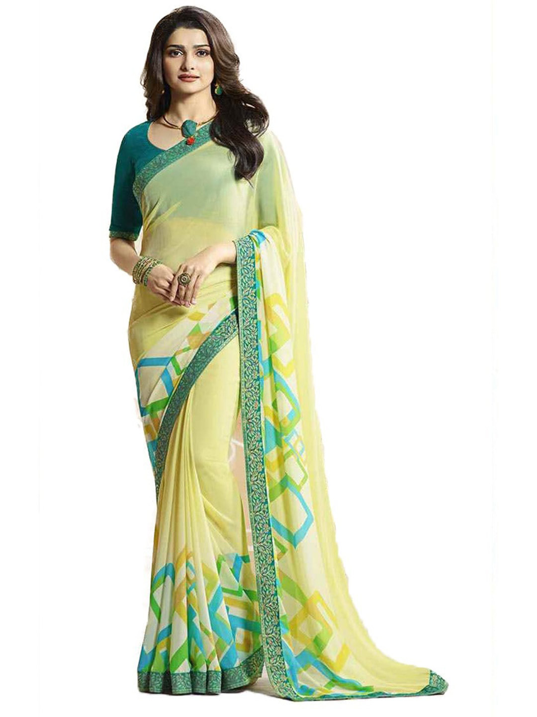 

ROOP SUNDARI SAREES Pure Georgette Saree, Yellow