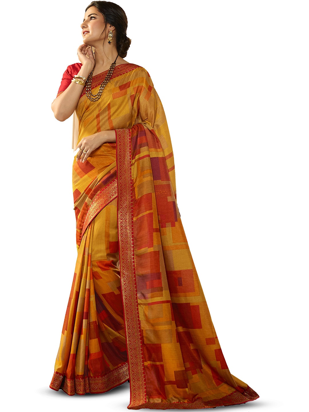 

ROOP SUNDARI SAREES Abstract Zari Pure Silk Saree, Yellow