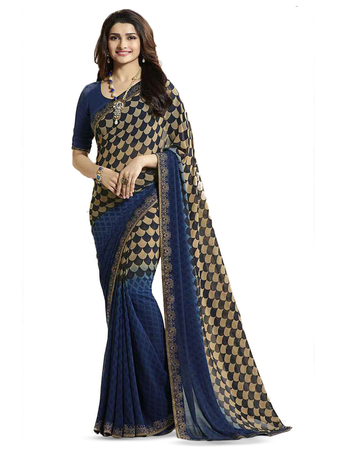 

ROOP SUNDARI SAREES Pure Georgette Celebrity Saree, Blue