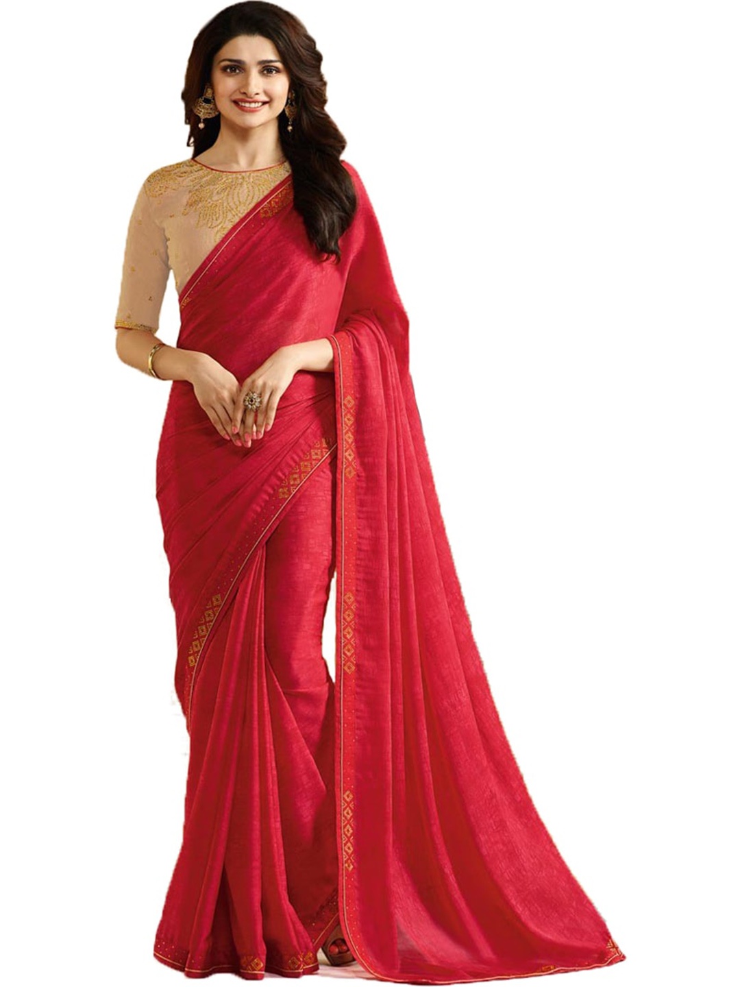 

ROOP SUNDARI SAREES Pure Georgette Saree, Red