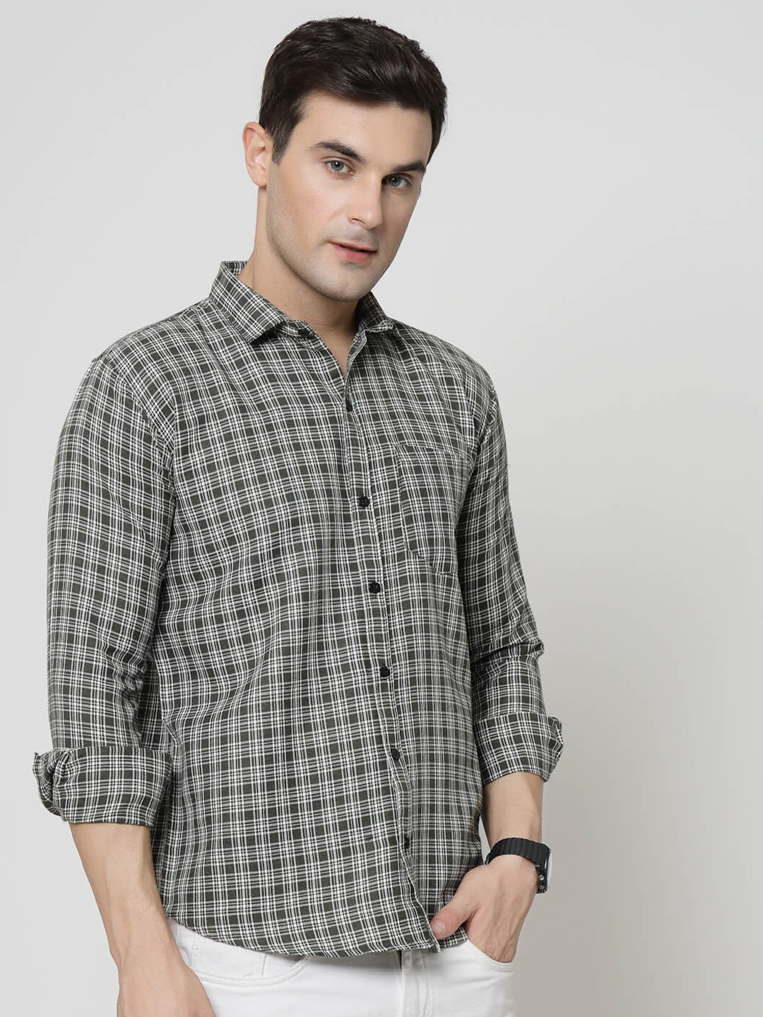 

ADWYN PETER Tartan Checks Spread Collar Casual Shirt, Multi