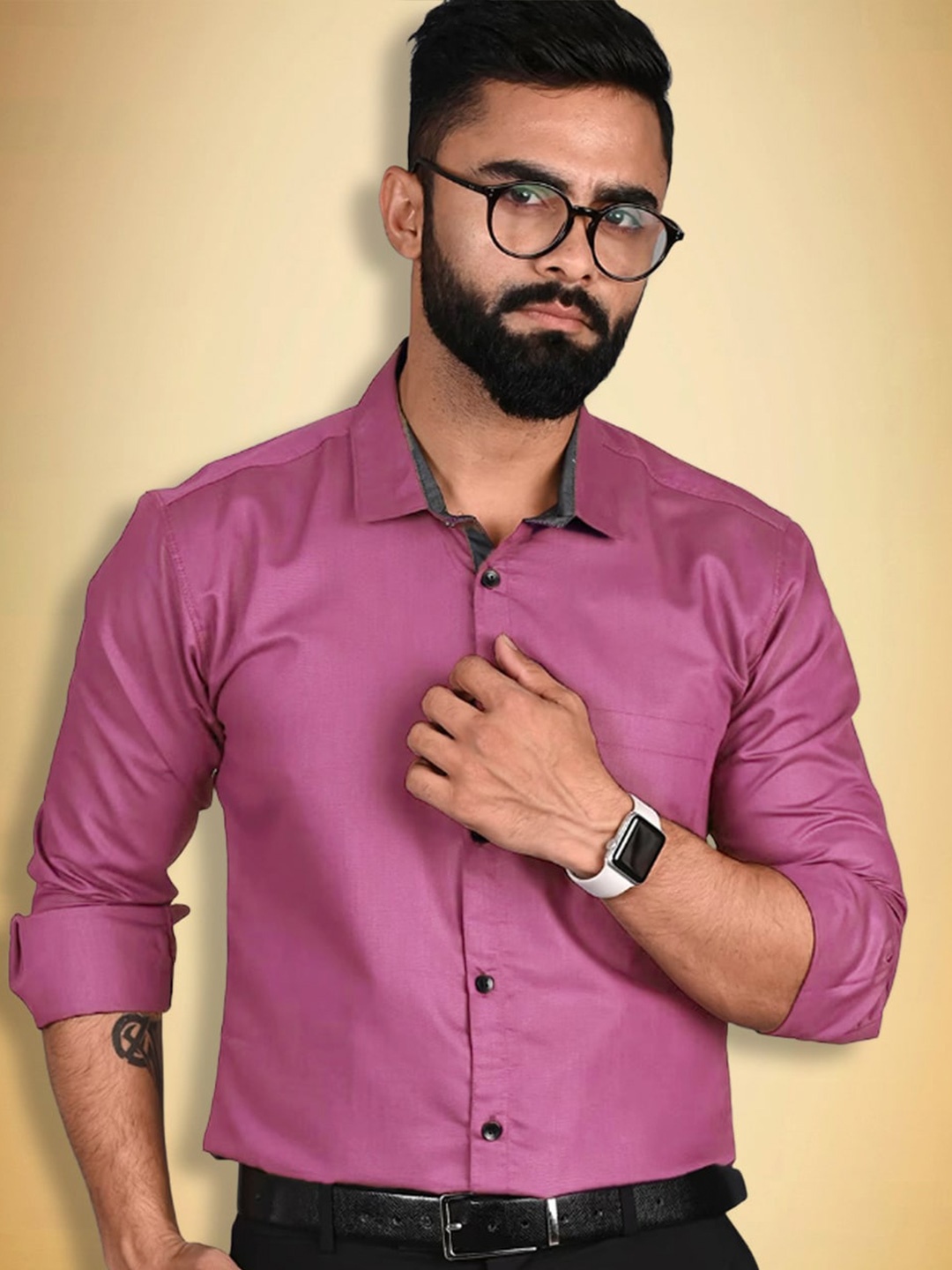 

Ethnic basket Standard Cotton Formal Shirt, Pink