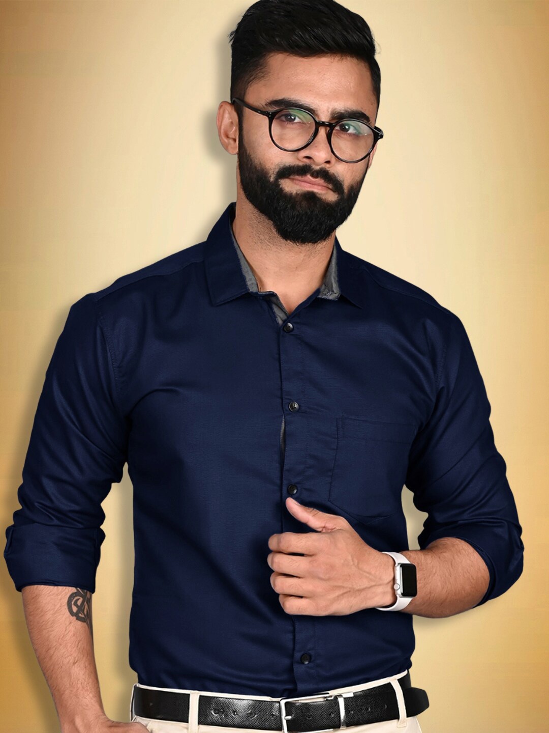 

Ethnic basket Standard Cotton Formal Shirt, Blue