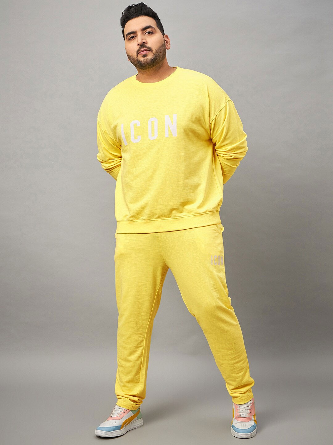 

Club York Plus Size Round Neck Cotton Pullover, Yellow