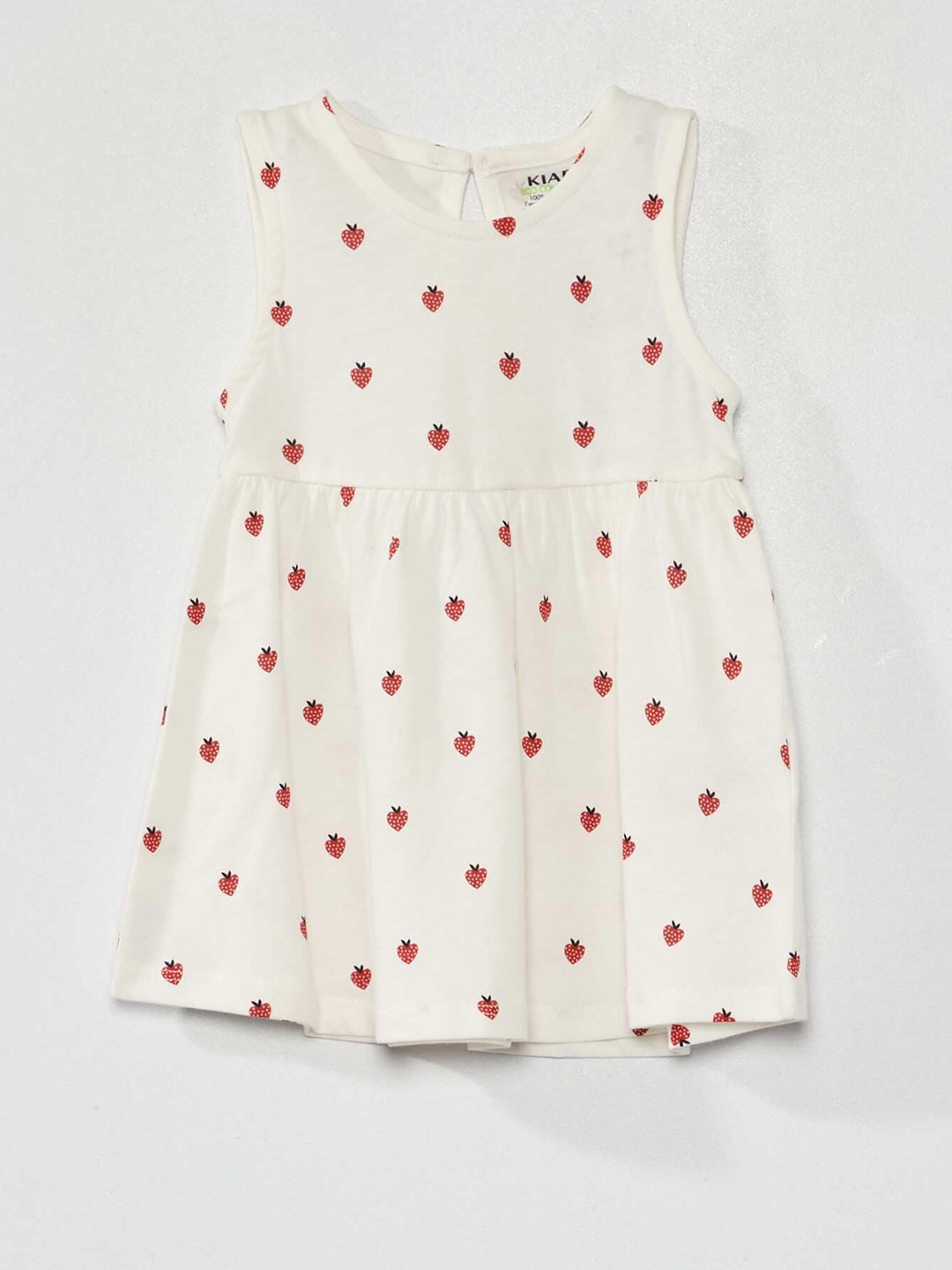 

KIABI Girls Sleeveless Conversational Printed Fit & Flare Cotton Opaque Casual Dress, White