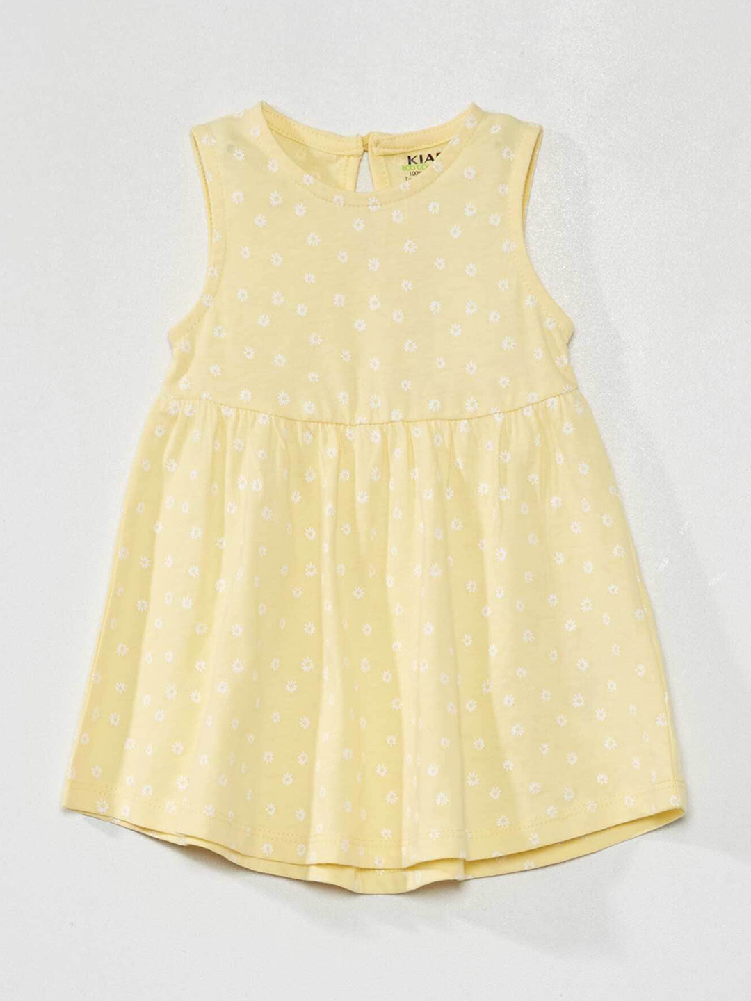 

KIABI Kids-Girls Floral Print Cotton Opaque Fit & Flare Dress, Yellow