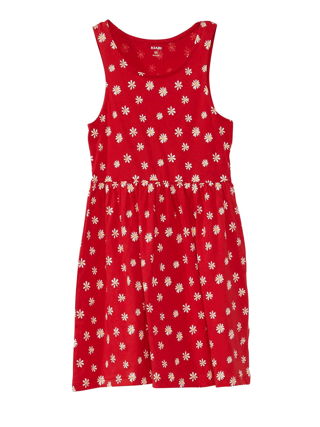 

KIABI Kids-Girls Floral Print Cotton Opaque Fit & Flare Dress, Red