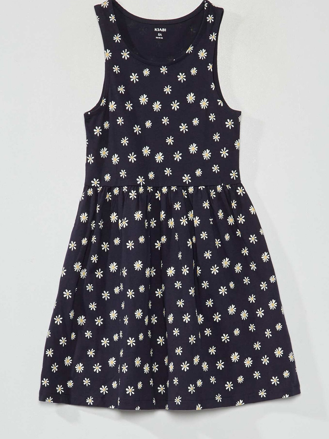 

KIABI Kids-Girls Floral Print Cotton Opaque Fit & Flare Dress, Blue