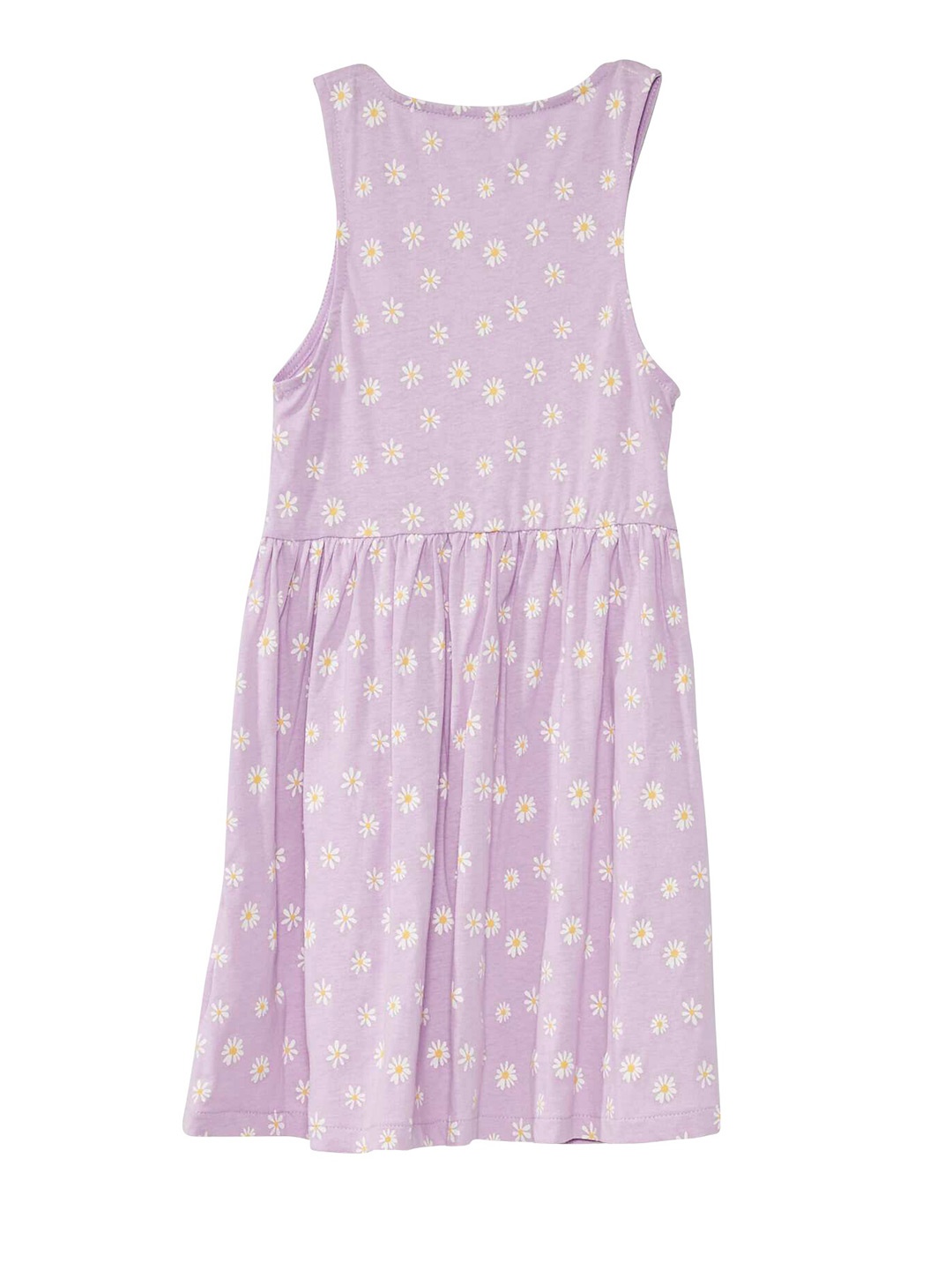 

KIABI Kids-Girls Floral Print Cotton Opaque Fit & Flare Dress, Purple