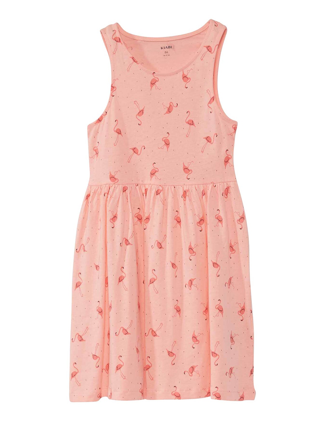

KIABI Girls Sleeveless Conversational Printed A-Line Cotton Opaque Casual Dress, Pink