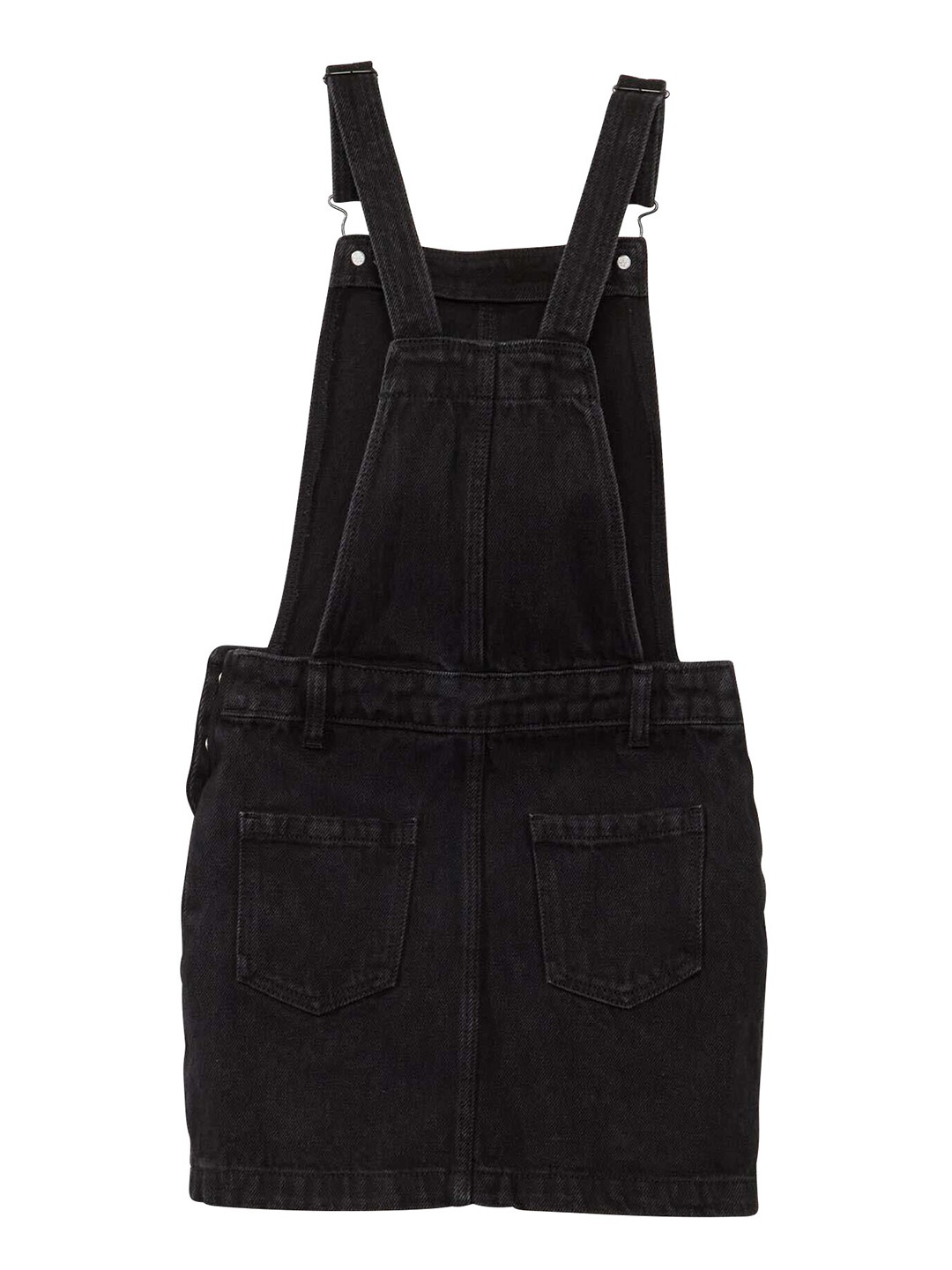 

KIABI Girls Shoulder Straps Pinafore Cotton Opaque Casual Dress, Black