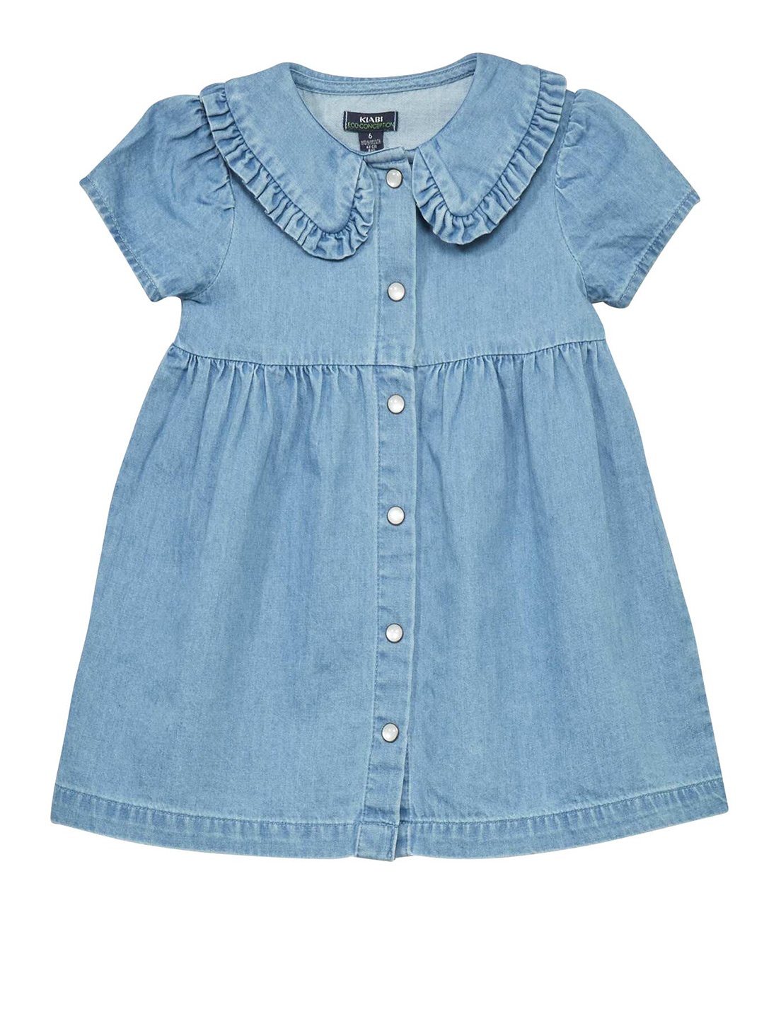 

KIABI Kids-Girls Cotton Round Neck Opaque Fit & Flare Dress, Blue