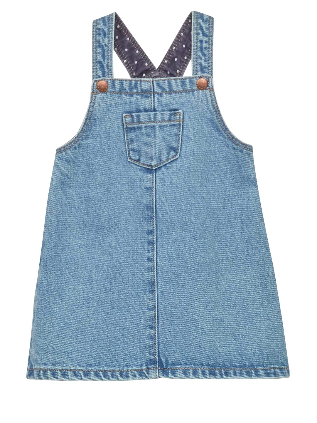 

KIABI Kids-Girls Cotton Shoulder Straps Opaque Pinafore Dress, Blue