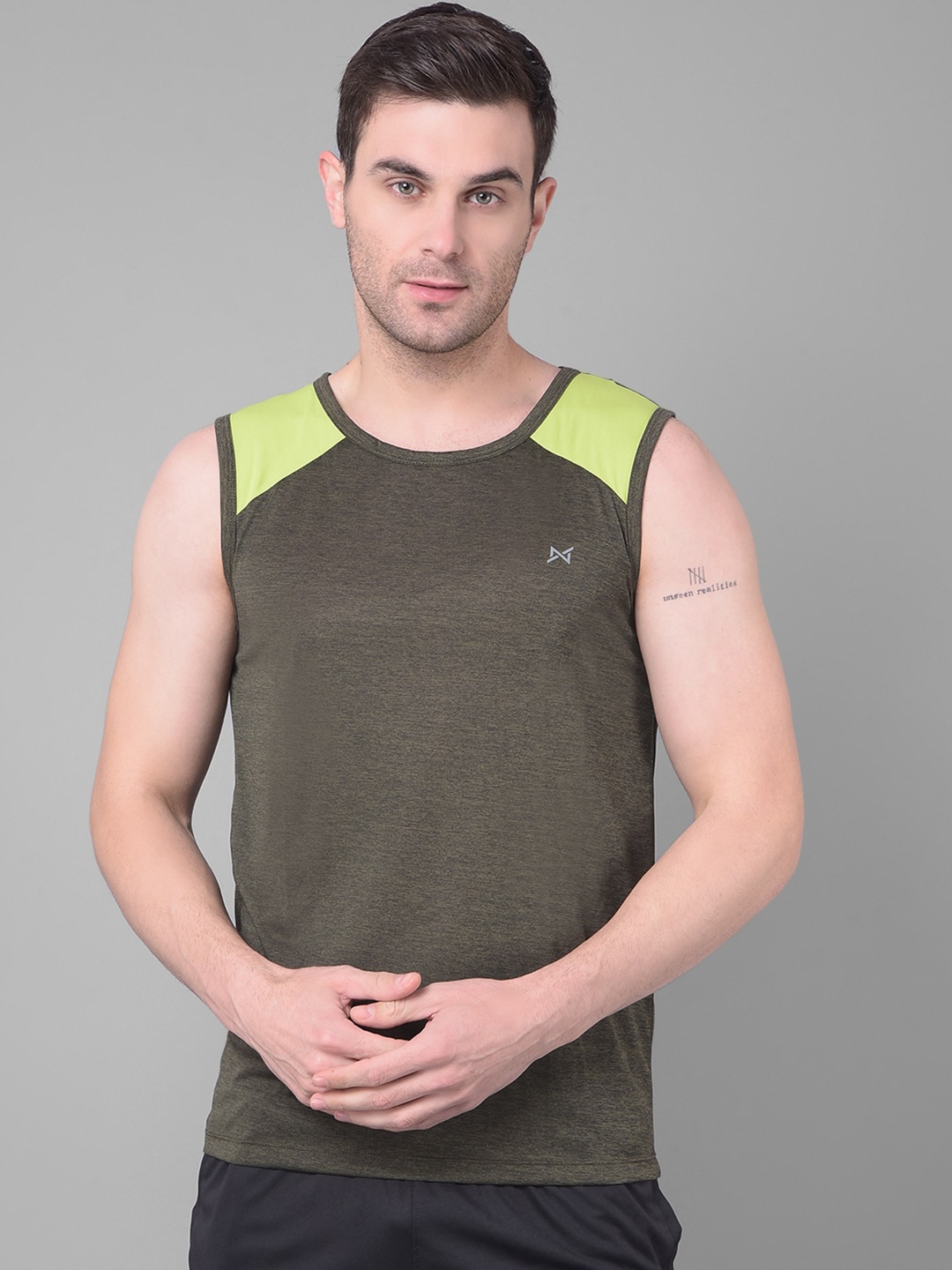 

Force NXT MenAnti Viral Anti Odour Cool Sports Muscle Gym Vest, Olive