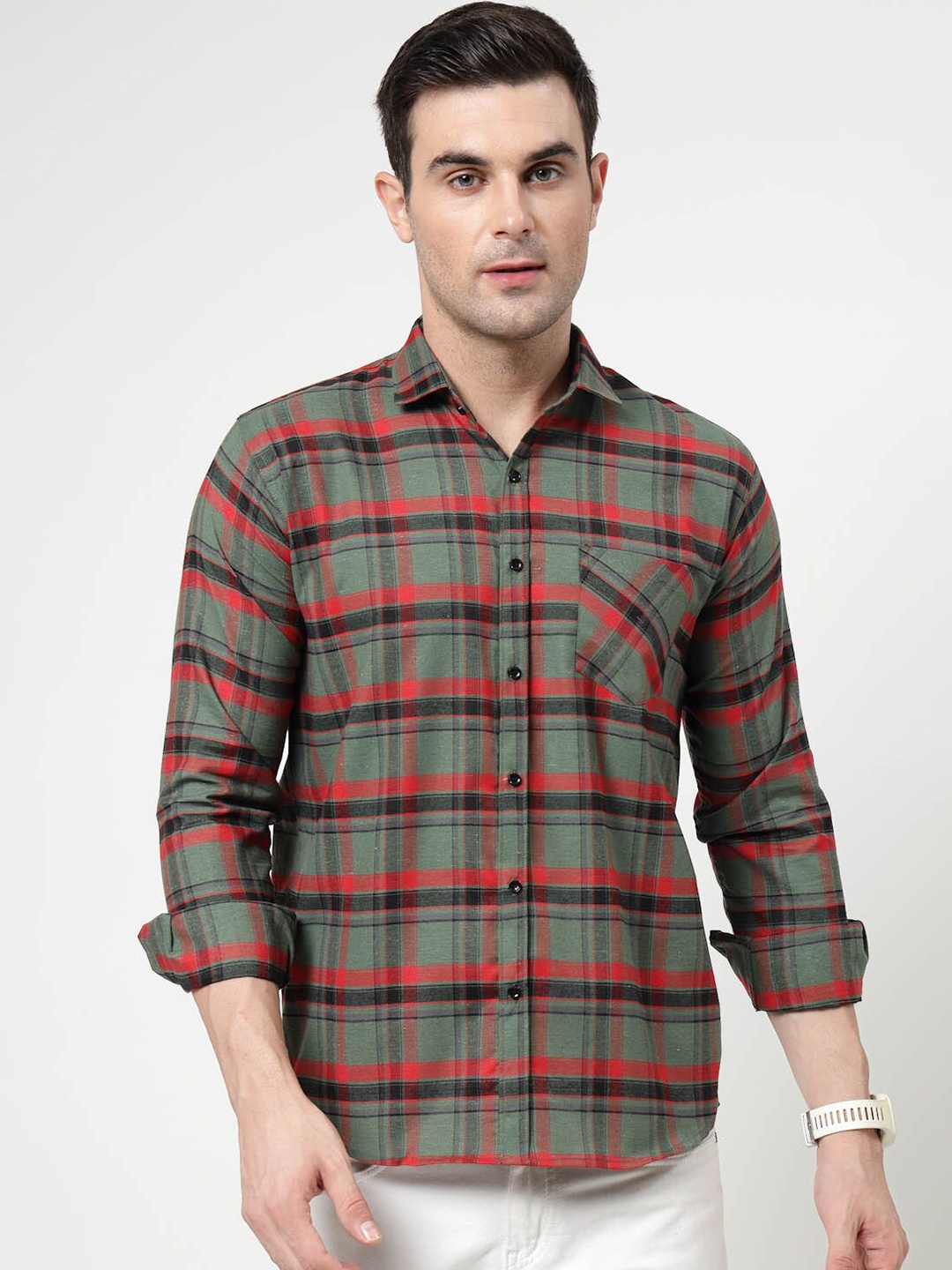 

ADWYN PETER Tartan Checked Pure Cotton Casual Shirt, Brown