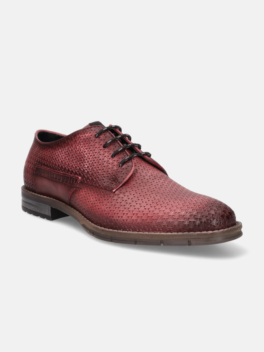 

Bugatti Ben Comfort Men Textured Leather Formal Derbys, Red