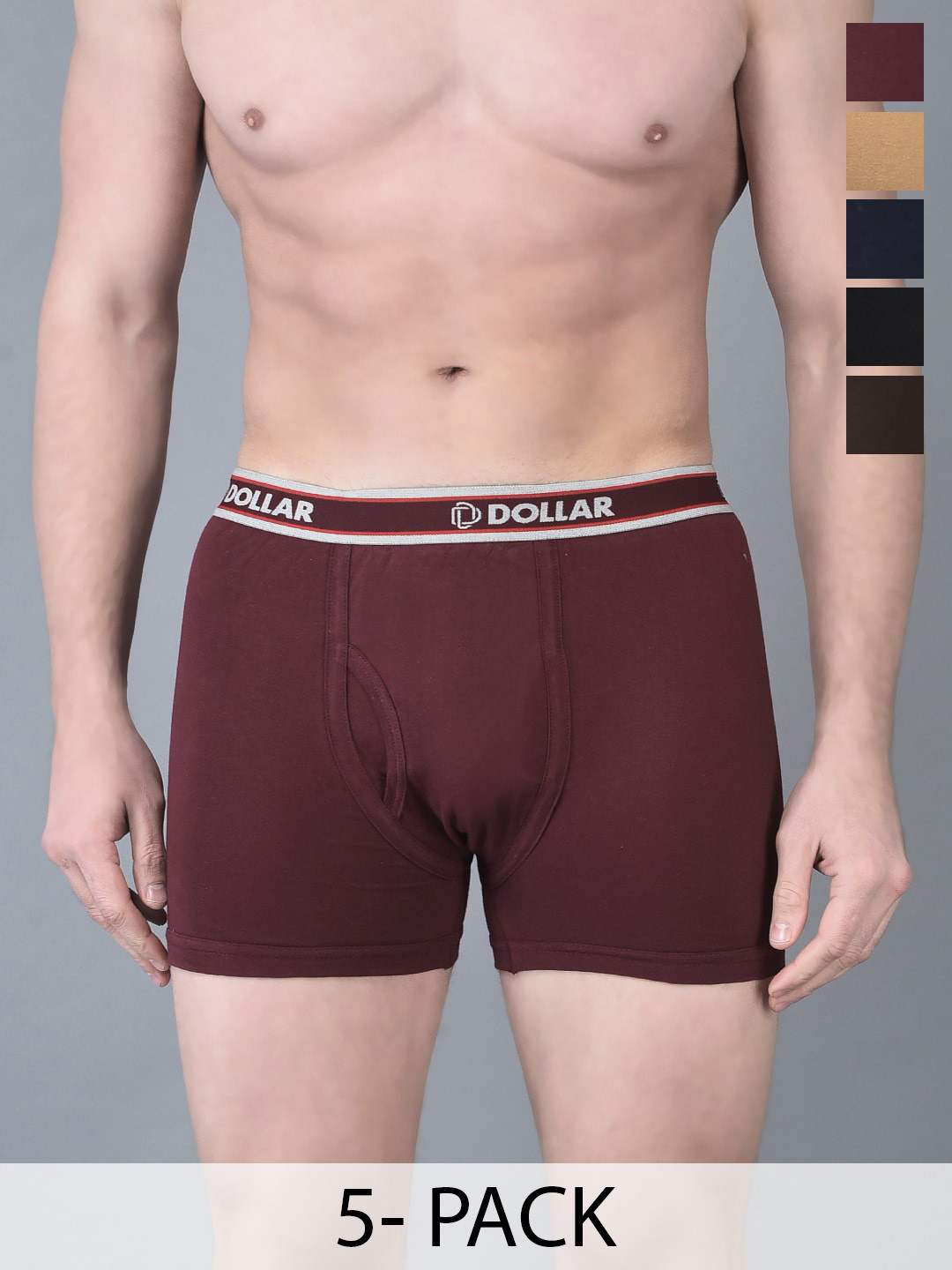 

Dollar Bigboss Pack Of 5 Assorted Mid-Rise Combed Cotton Trunk MBTR-04-SCD-PO1-CO8-S24
