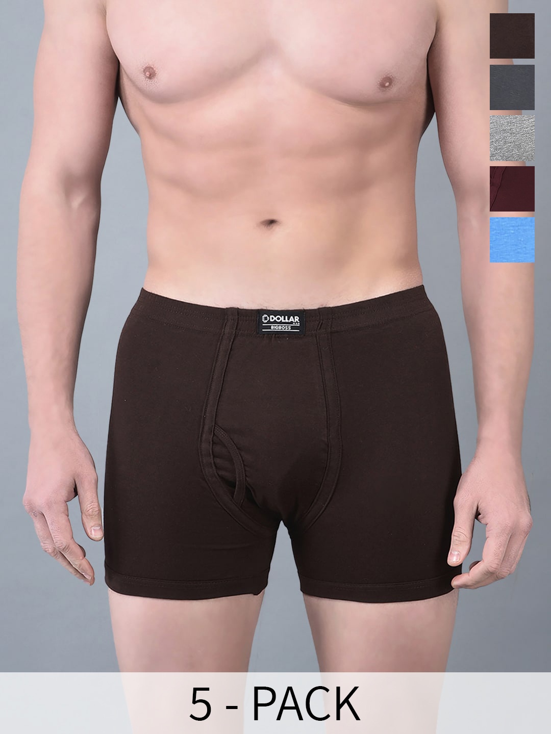

Dollar Bigboss Men Pack Of 5 Assorted Cotton Trunks MBTR-02-BOXER-PO1-CO3-S24
