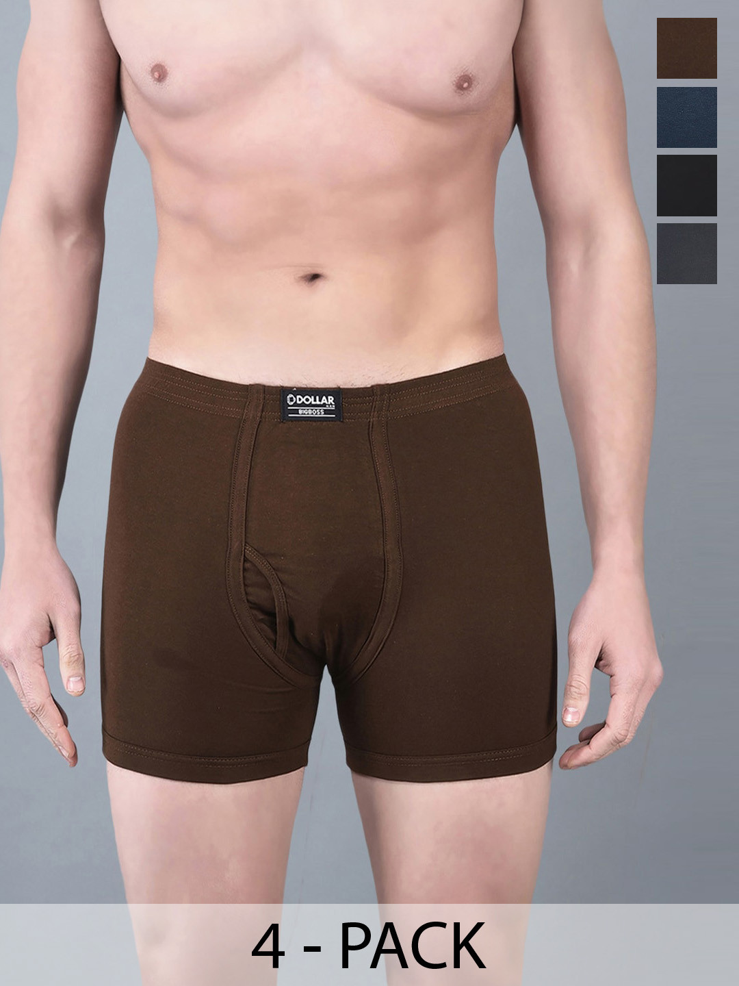 

Dollar Bigboss Pack Of 4 Assorted Mid-Rise Cotton Trunk MBTR-02-BOXER-PO1-CO10-S24