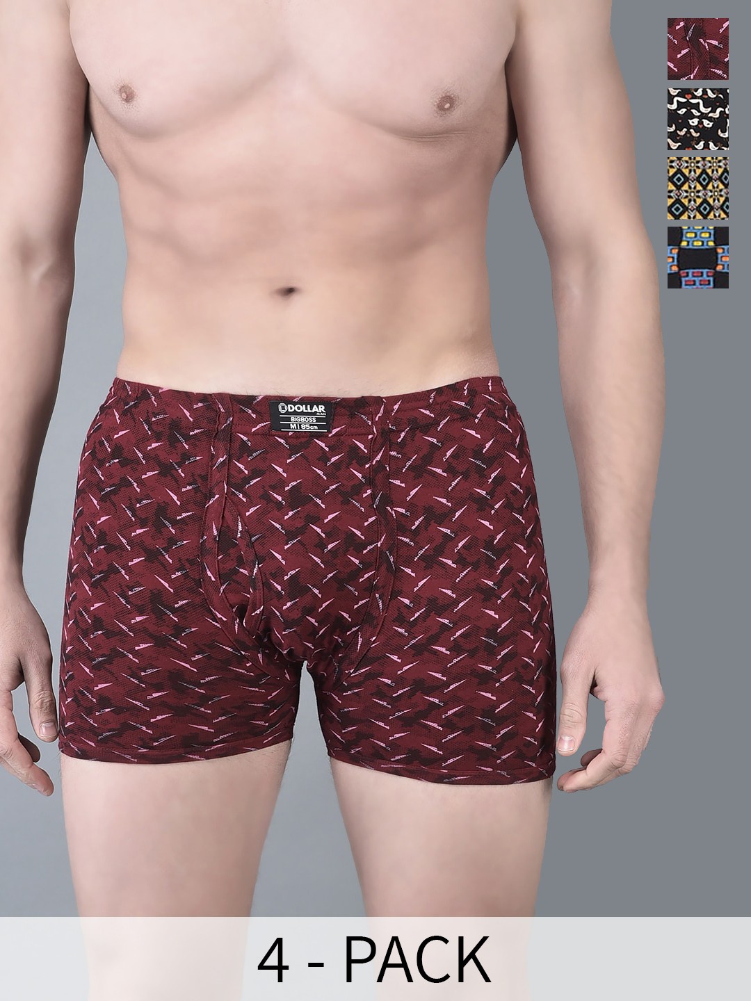 

Dollar Bigboss Pack Of 4 Assorted Printed Cotton Trunk MBTR-10-CZYLNG-PO1-CO4-S24