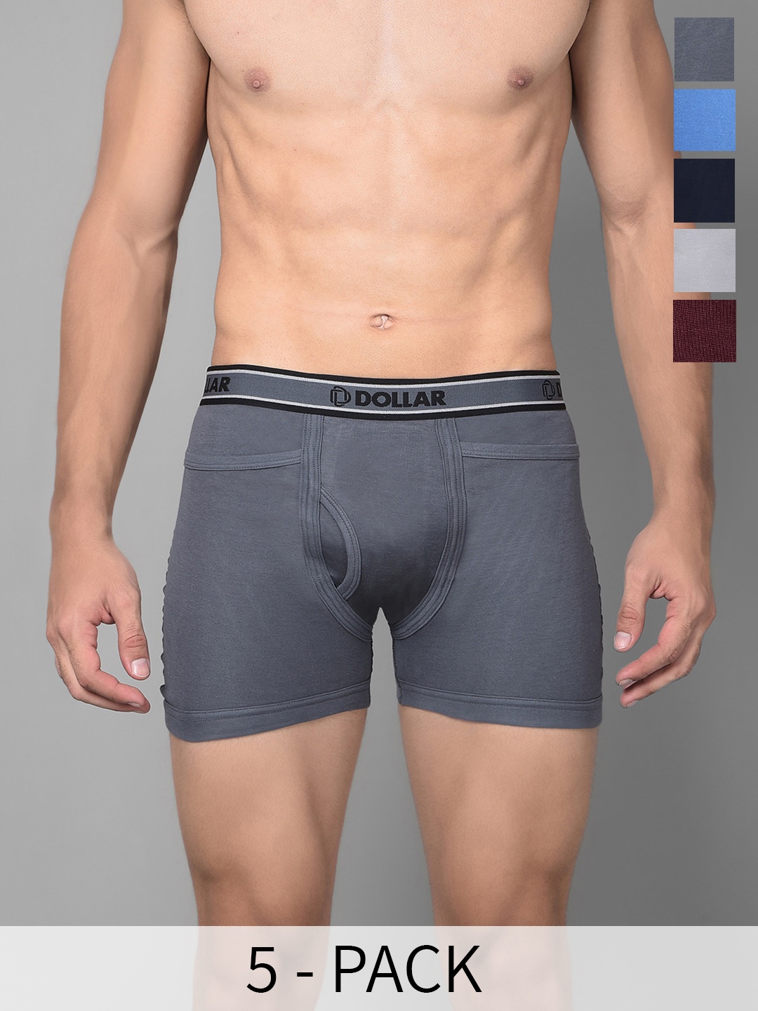 

Dollar Bigboss Pack Of 5 Assorted Cotton Intrerlock Trunks MBTR-05-SPCD-PO1-CO4-S24