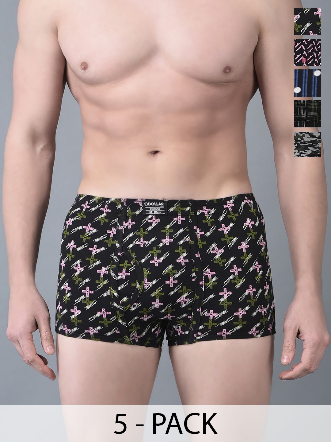 

Dollar Bigboss Pack of 5 Assorted Skin Friendly Cotton Trunks MBTR-09-CZYMINI-PO1-CO8-S24