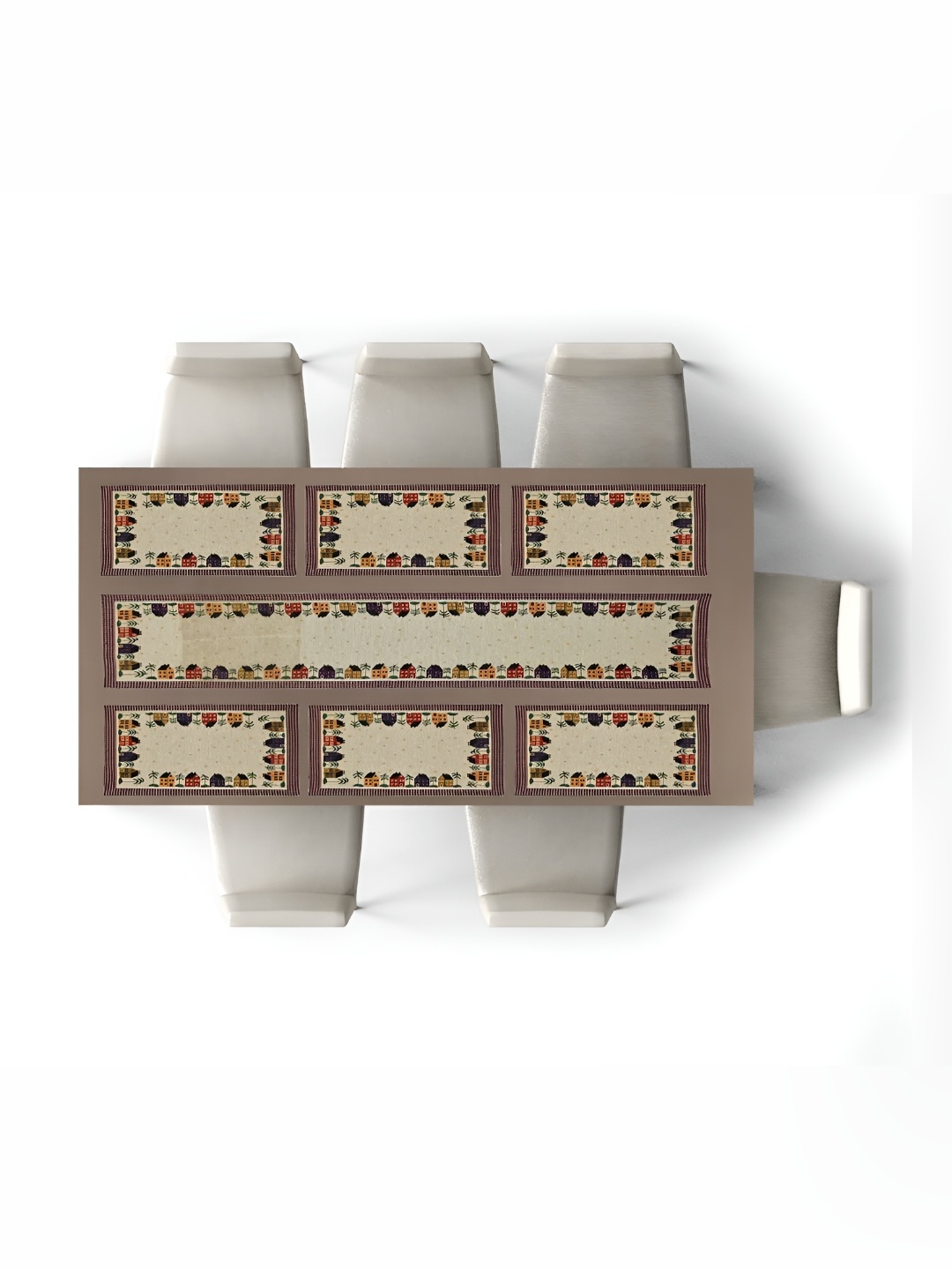 

Ultica Fab Beige & Brown 7 Pcs Printed Cotton Table Linen Set