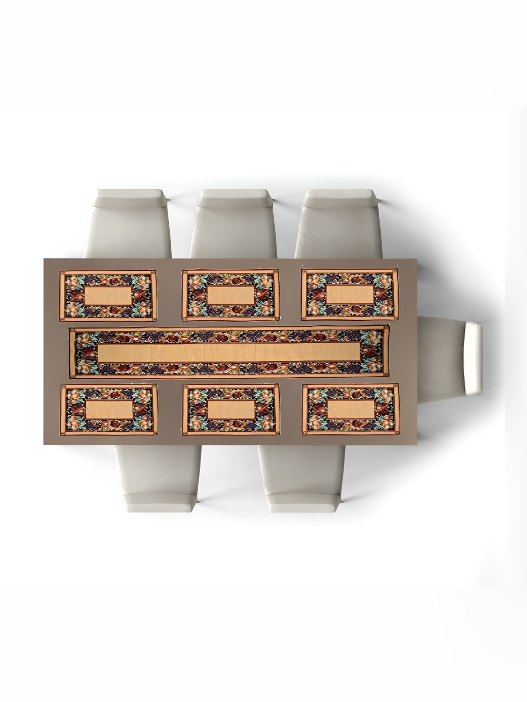 

Ultica Fab Beige & Blue 7 Pcs Printed Cotton Table Linen Set, Brown