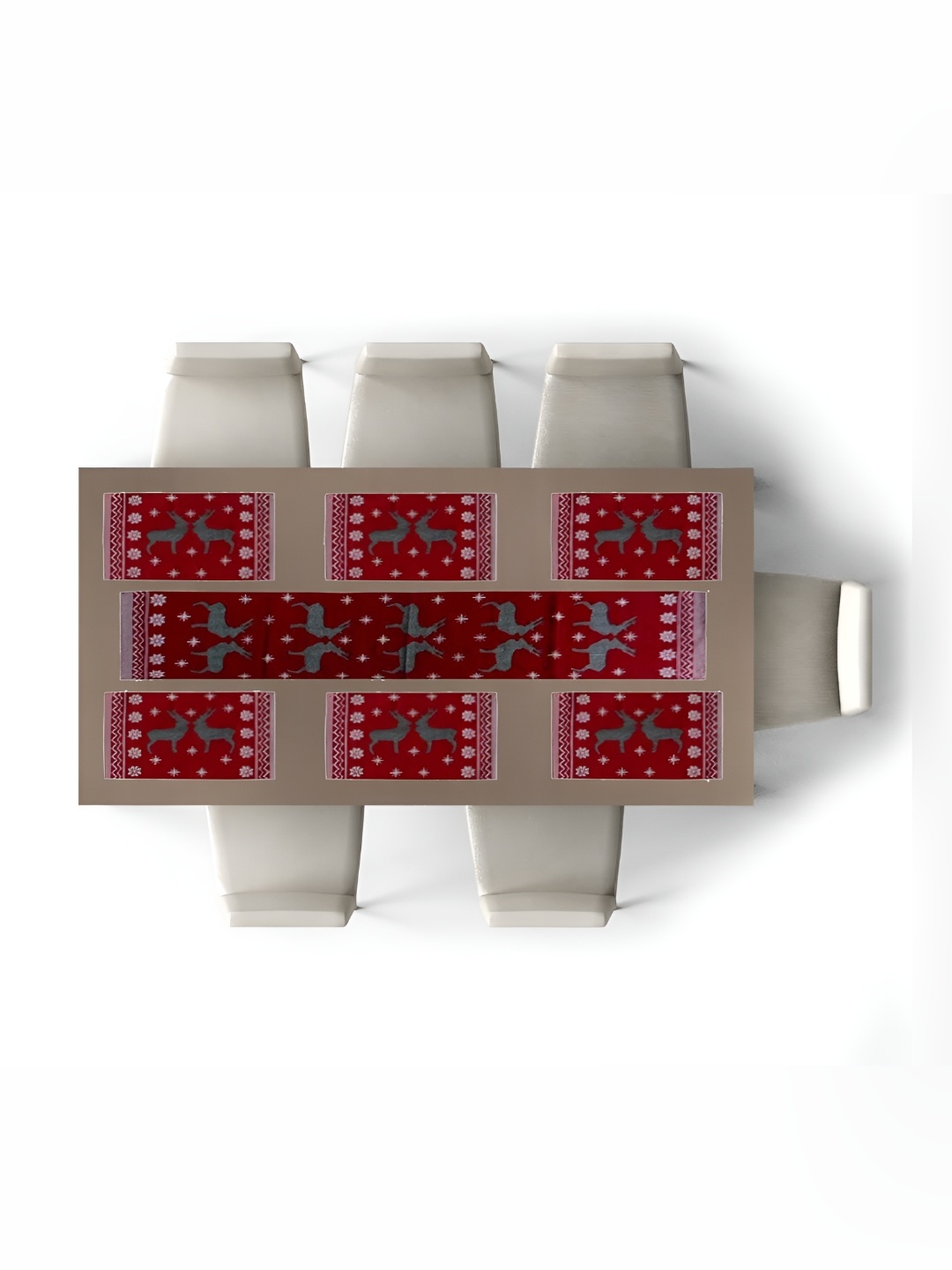 

Ultica Fab Red & Grey 7 Pieces Ethnic Motifs Printed Cotton Table Linen Set