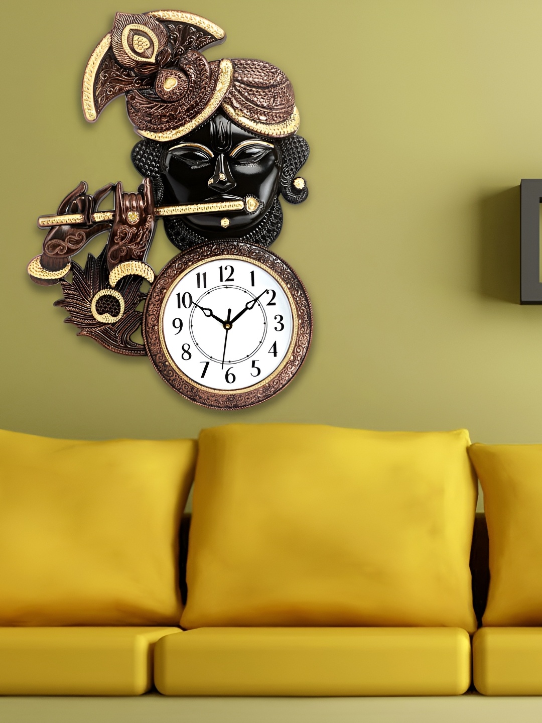 

Attractionz HorseHead Black & Gold Toned Textured Shri Krishna Analogue Wall Clock