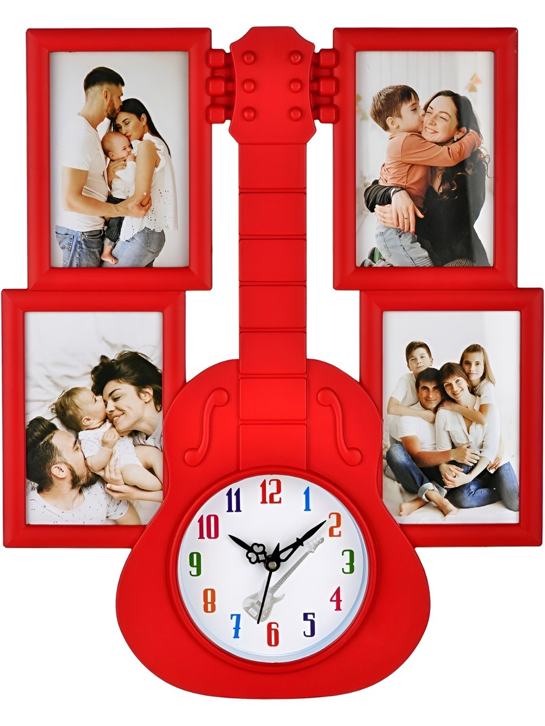 

Attractionz Red & White Round Shaped Photo Frame Contemporary Analogue Wall Clock