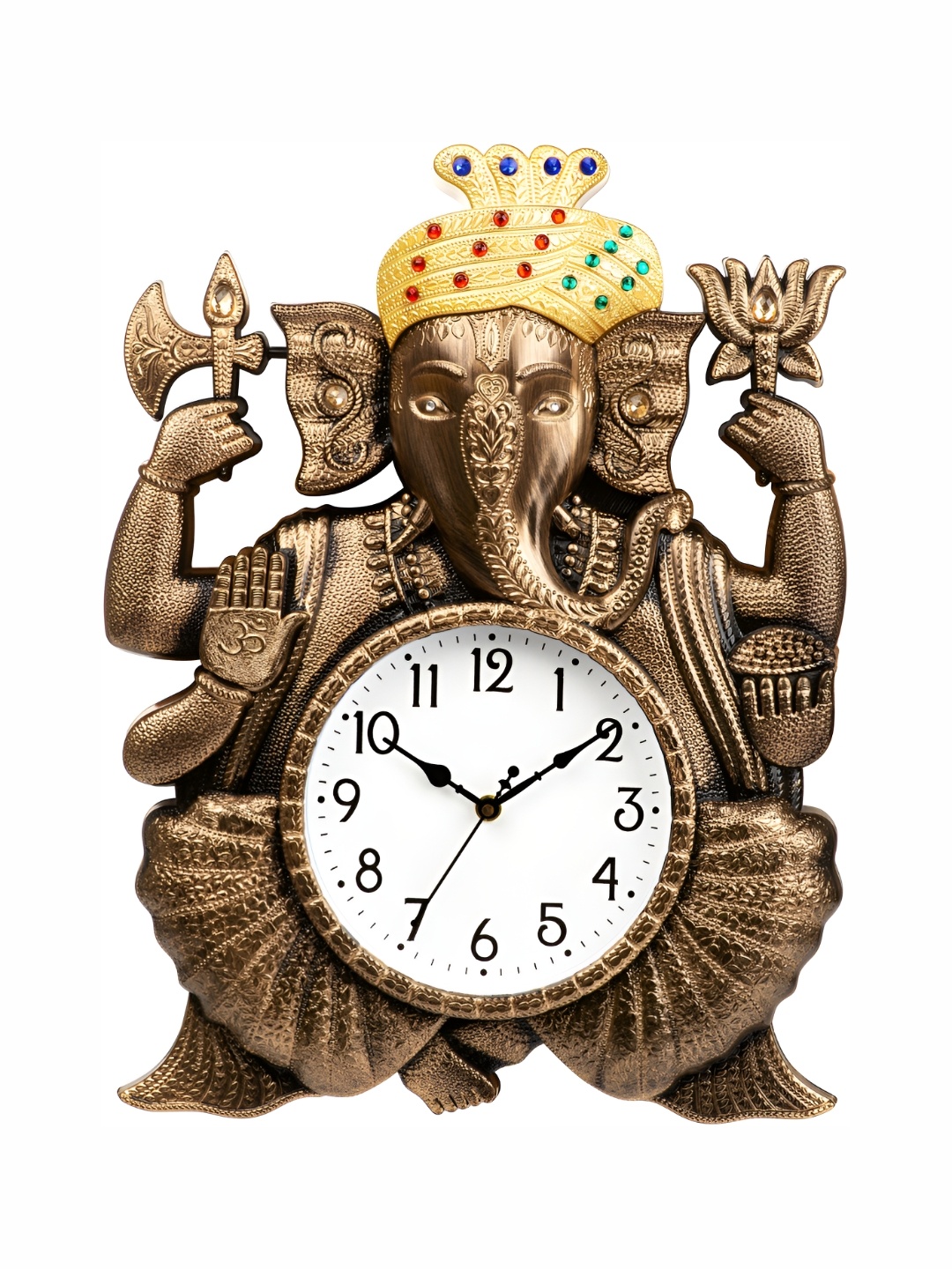 

Attractionz Gold Toned Copper Ganesha Idol Round Shaped Traditional Analogue Wall Clock