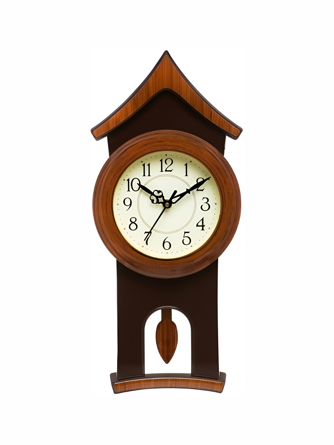 

Attractionz Gold-Toned Round Contemporary Analogue Wall Clock, Brown