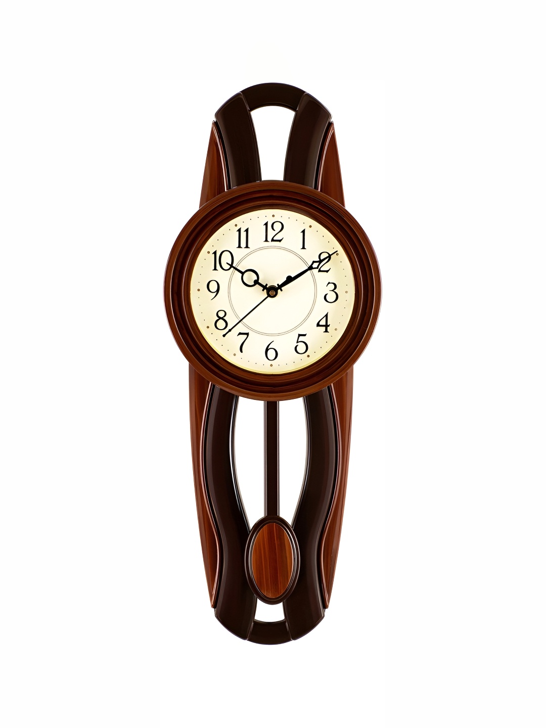 

Attractionz Brown & White Analogue Wall Clock With Glass Pendulum