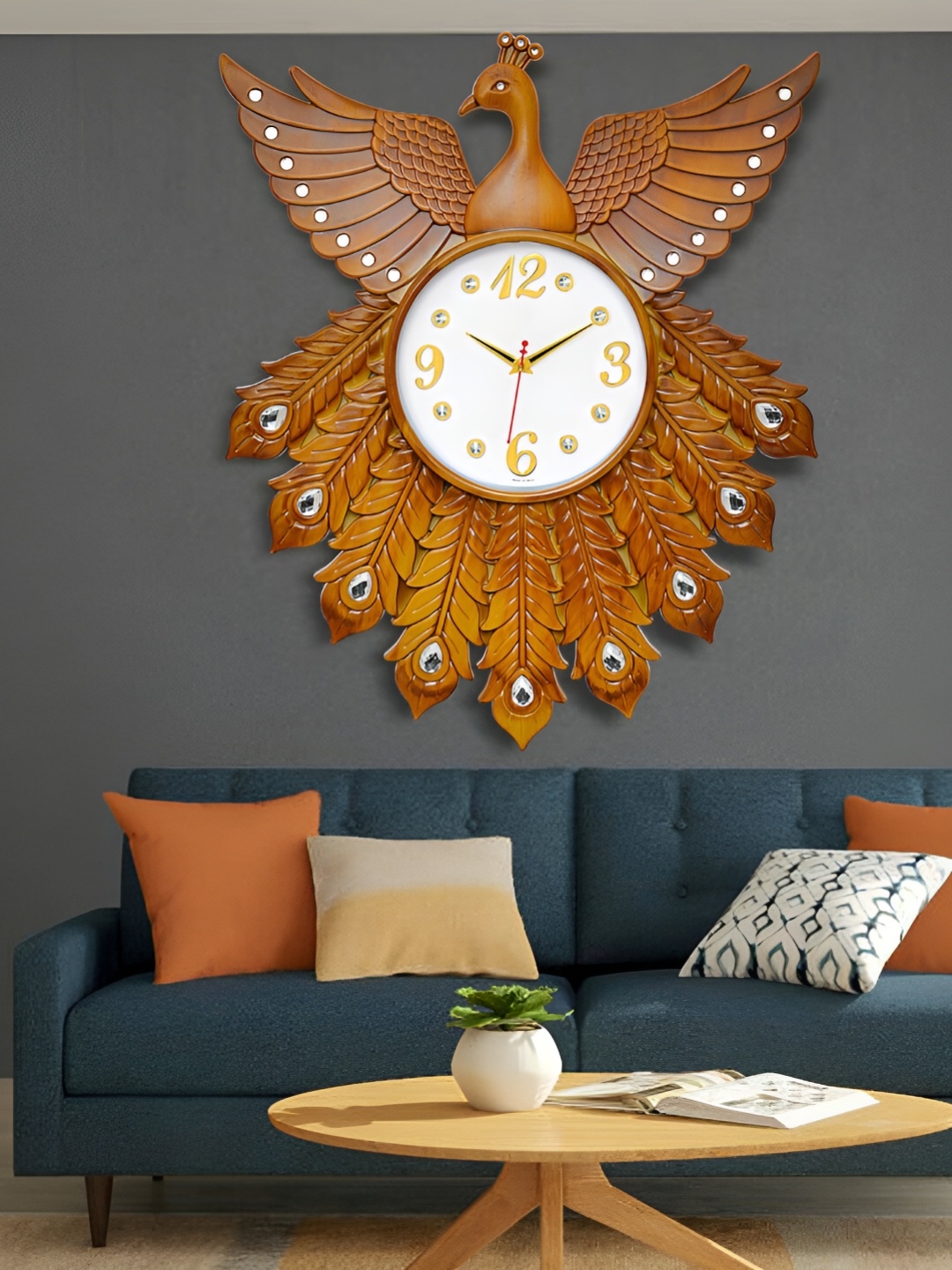 

Attractionz Brown Round Contemporary Analogue Wall Clock, Beige