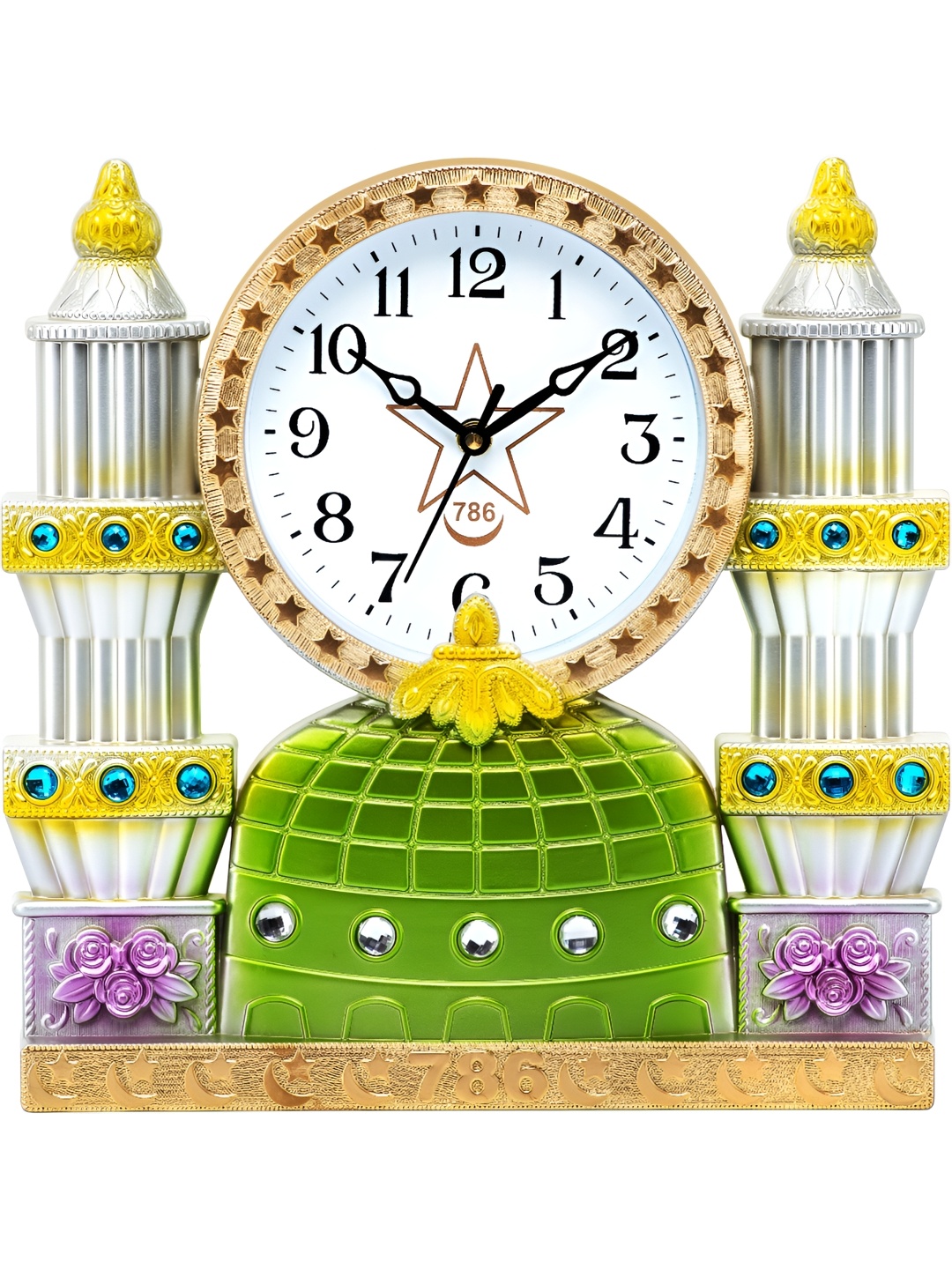 

Attractionz Silver Toned Green Round Shaped Traditional Analogue Wall Clock