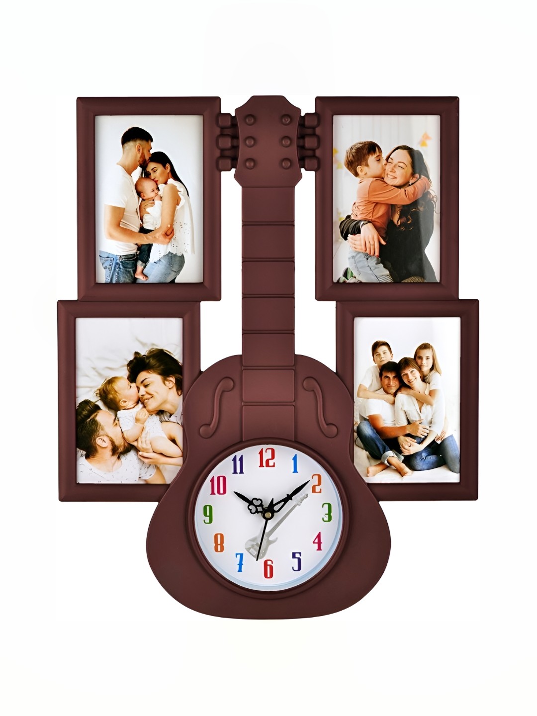 

Attractionz Brown & White Round Shaped Photo Frame Contemporary Analogue Wall Clock