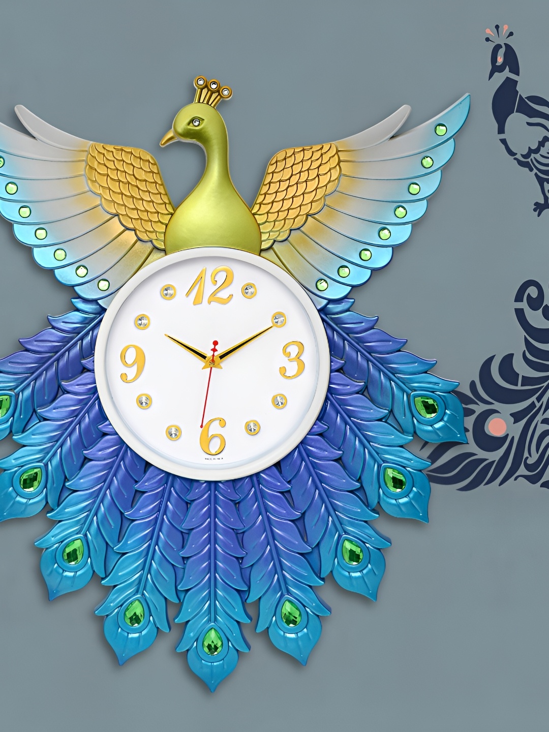 

Attractionz Blue and GoldToned Bird Analogue Wall Clock