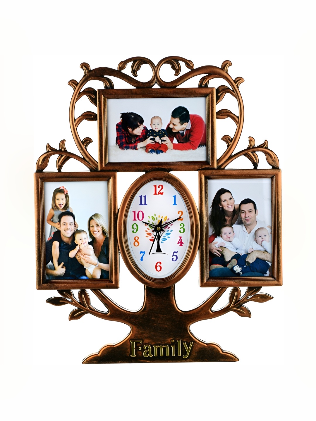 

Attractionz Brown Photo Frame Oval Shaped Contemporary Analogue Wall Clock