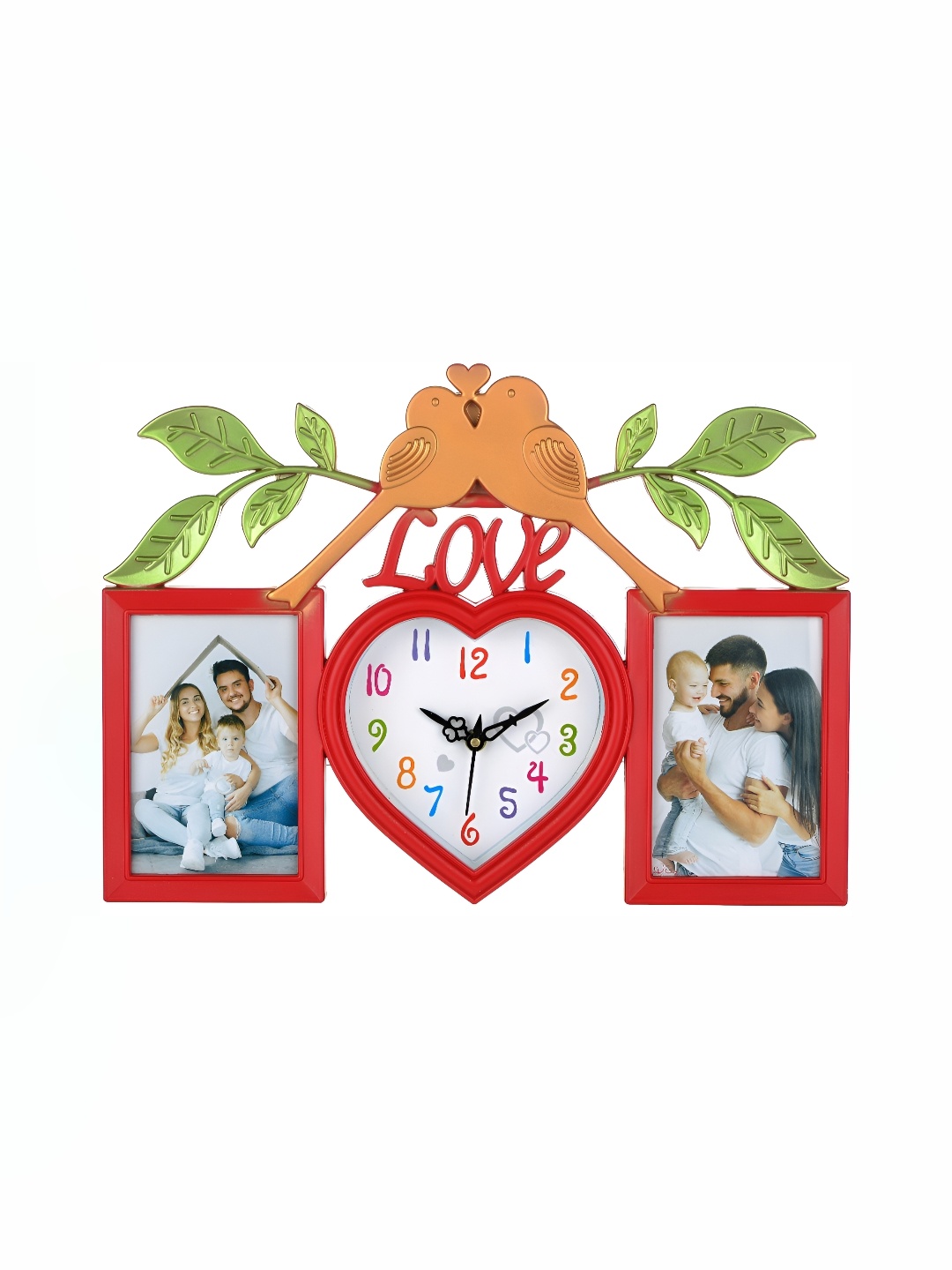 

Attractionz Beige & Red Geometric Shaped Contemporary Photo Frame Wall Analogue Clock