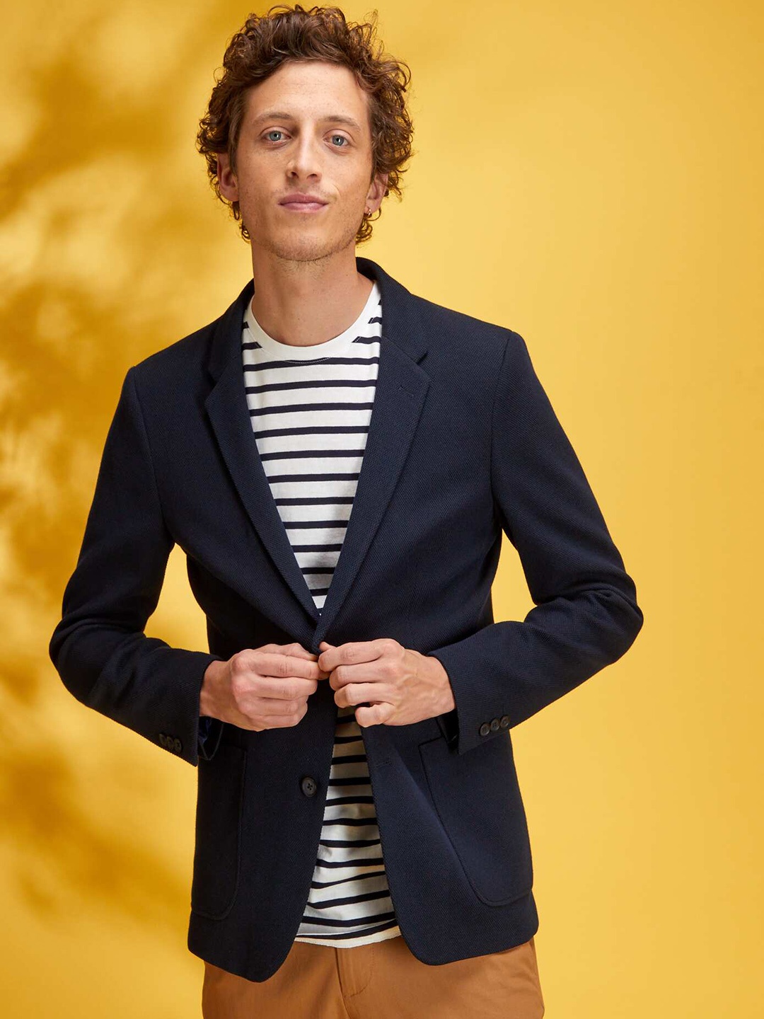 

KIABI Self Design Single-Breasted Blazers, Blue