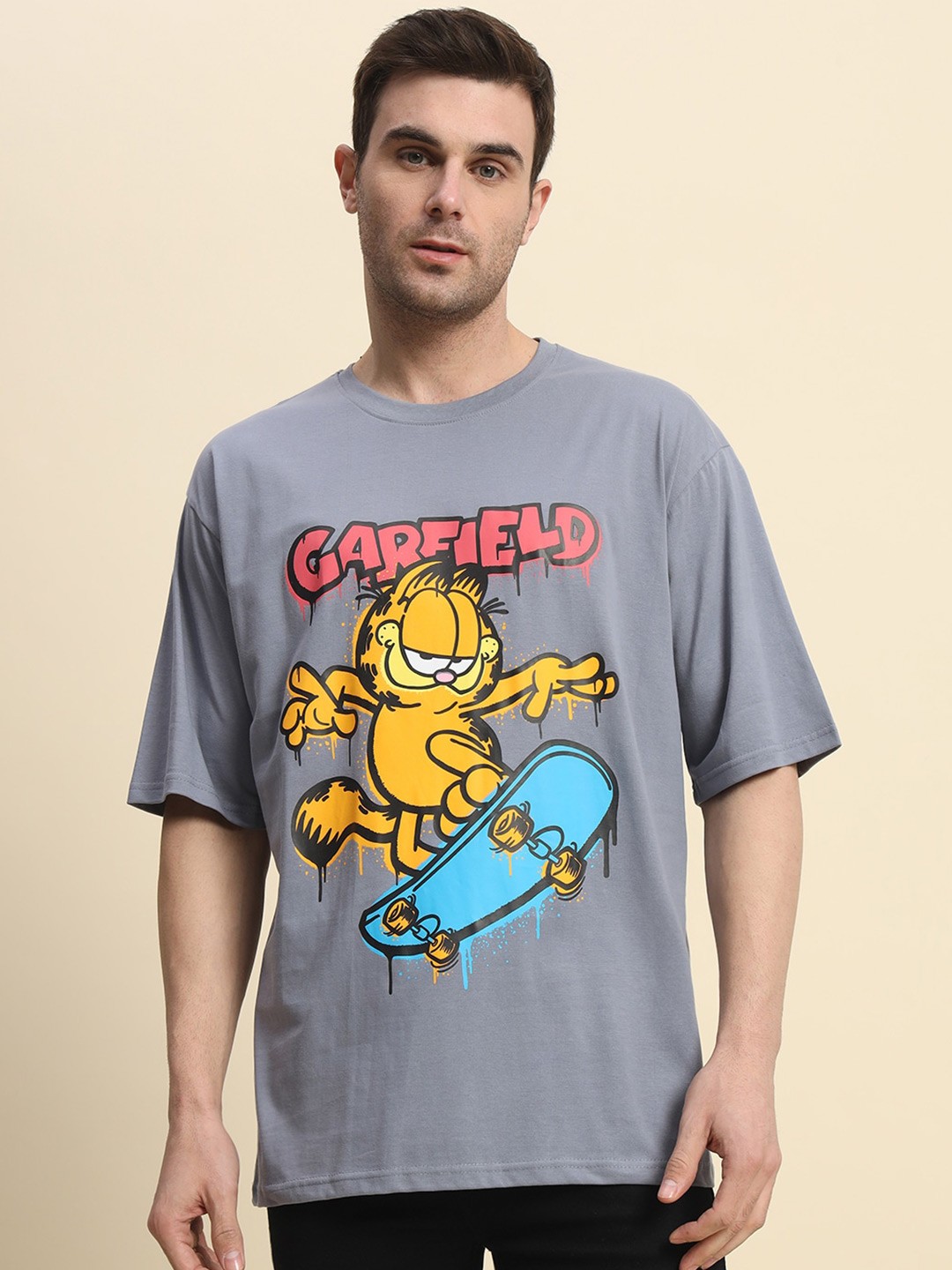 

COLOR CAPITAL Printed Cotton Applique Oversized T-shirt, Metallic